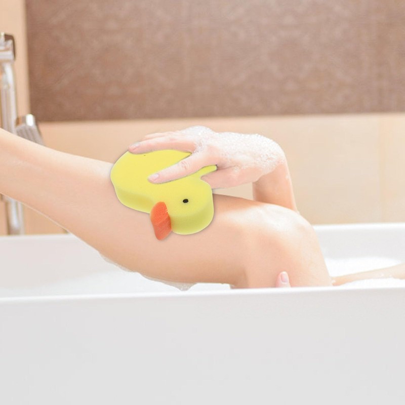 TOYANDONA Pack of 4 Small Yellow Duck Bath Brush Bath