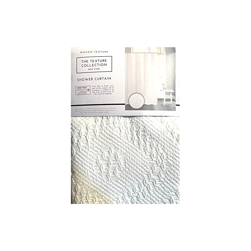 The Texture Collection Fabric Shower Curtain Solid White, with a