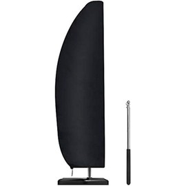 Parasol Cover, Waterproof, Windproof, Heavy Duty Rip Proof 420D Oxford Fabric Extra Large Cantilever Umbrella Cover with Zip (Black, 265 cm)