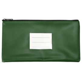 PATIKIL 11x6" Money Bank Deposit Bag with Zipper, Leatherette Cash Coin Check Wallet Pen Pouch Bag with Clear Window for Office Travel, Green