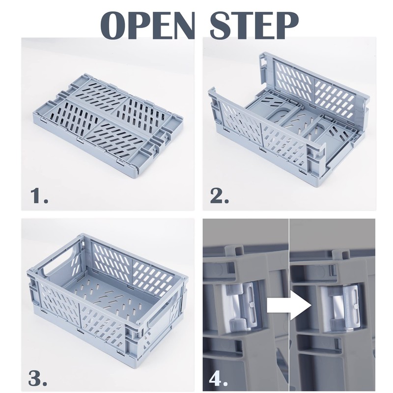 Xuanmuque 5-Pack Collapsible Plastic Storage Baskets for Organizing with Handle,