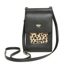 Alice Wheeler Vegan Leather Mini Bloomsbury Crossbody Phone Bag Bee (Leopard)