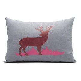 Tiroler Zirbenkissen 30 x 20 cm Deer Dark Red Handmade Cushion Made of High-Quality Pine