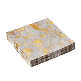 SILVER SPOONS Elegant Floral Disposable Napkins, Pack Includes 18 Wedding Napkins, Party Napkins Disposable Perfect For Dessert, Classic Dinner Napkins For Upscale Ecelebrations & events, Gold