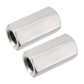 uxcell M16 X 2-Pitch 50mm Length 304 Stainless Steel Metric Hex Coupling Nut, 2-Pack