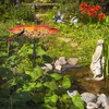 25 Inch Bird Bath, Rustproof Flower Pattern Birdfeeder with Ground