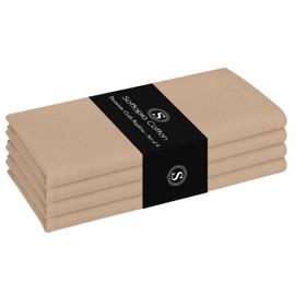 Softopia Cotton Beige Cloth Napkin 17Inch x 17Inch, Washable & Reusable Napkins, Set of 4, Durable, Absorbent, Soft Linen Table Napkins for Fall, Parties, Holiday, Lunch, Dinner, Everyday Use