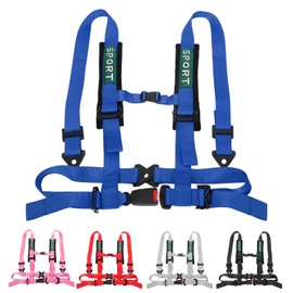 DING-PAI 4 Point Bucket Racing Harness With Padding Heavy Duty Buckle Upgraded 2 Inch Straps UTV Harness 4 point Universal Adjustable for Adults Easy Install (Blue)