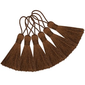 Makhry 20 x 4.3 Inch Handmade Silky Mini Craft Tassel with 2 Inch Cable Bow and Small Chinese Knot for Earrings, Bookmarks, DIY Craft Accessories (Light Coffee)