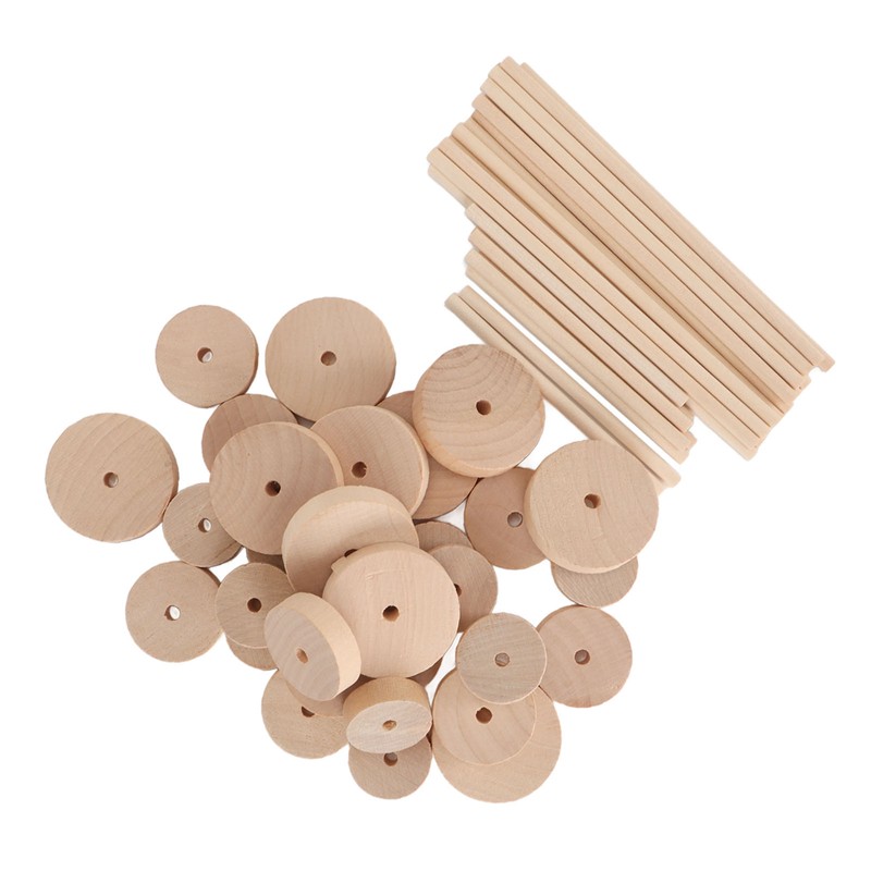 Unfinished Wood Wheels DIY Polished Round Wheel Wooden Pieces for