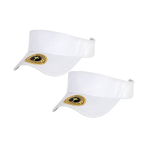 TOP HEADWEAR TopHeadwear Summer Adjustable Visor, White 2 Pack