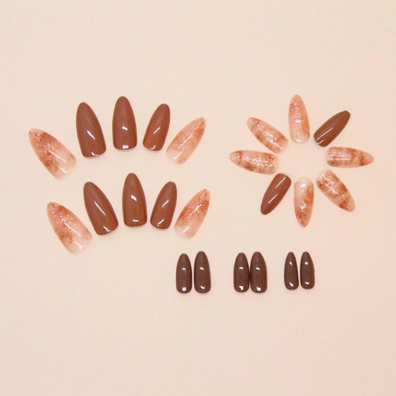 Almond Fake Nails Medium Press on Nails Snake with Cross