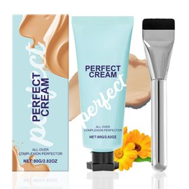 All Over Complexion Perfector – 80g Cc Cream Skin Tint for Body & Face – Long-Lasting Coverage, Evens Skin Tone, Waterproof & Transfer-Resistant - Light Foundation with Makeup Brush