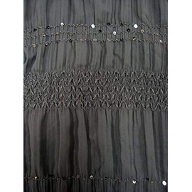 Polyester Ruched Chiffon with Chevron Pattern & Sequins Fabric by The Yard (Black)