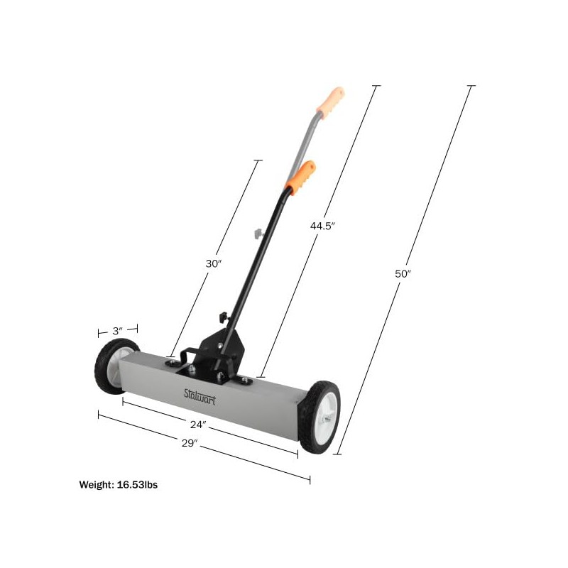 Magnetic Sweeper with Wheels - 24-Inch Rolling Nail Magnet Tool