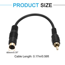 QUARKZMAN S Video Cable 0.56 ft, 4 Pin S-Video Male to RCA Male Composite Adapter Converter Transmission for TV Receiver Monitor