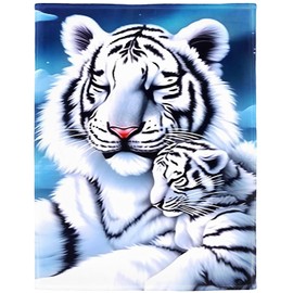 Rstick White Tigers Blanket Animal Art Fleece Blanket Soft Fuzzy Plush Throw Blankets for Couch Bed 50"x60"