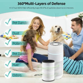 AP-T30 Replacement Filter for HoMedics Air Purifier, Compatible with HoMedics AP-T30FL AP-T30WT AP-PET35 AP-PET35FL AP-PET35-WT Filter Replacement, 5 Layers 3 in 1 H13 True HEPA Filter, 1 Pack