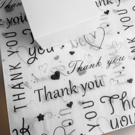 50 hojas de papel de seda de agradecimiento a granel, papel de seda de agradecimiento para pequeñas empresas, papel de seda para embalaje, bolsas de regalo, papel de seda de embalaje de agradecimiento, 14 x 20 pulgadas (negro)