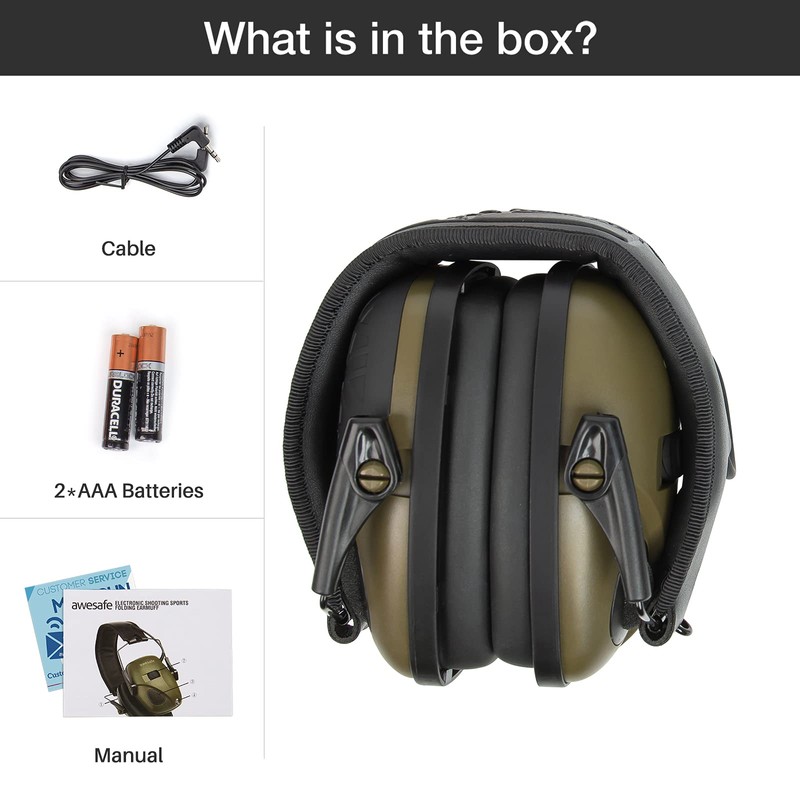 awesafe Soundproofing Earmuffs Soundproof/Sound Amplifier NRR 22 Ideal for Shooting