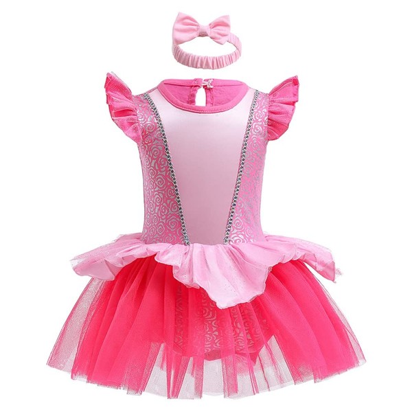 MYRISAM Baby Girls Aurora Princess Birthday Romper Tutu Dress Sleeping the Beauty Halloween Costumes w/Headband 6-9M