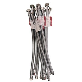 EZ-Fluid (10) 16" Water Supply Line,1/2" Fip x 3/8" Comp LF,Brass Nuts,Universal Stainless Steel Braided Faucet Water Supply Line Connector,Water Supply Hose Connector Lines For Kitchen,Bathroom