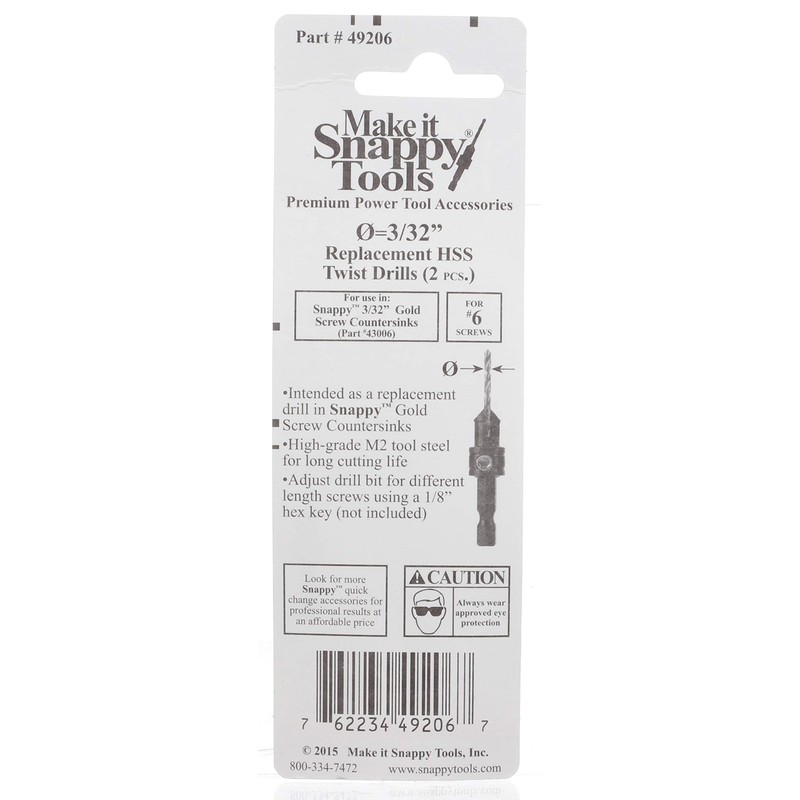 Snappy Tools 3/32 Inch Replacement HSS Drills (2 Pcs.) #49206