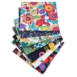 Cotton Fabric 7 Pieces Patchwork Fabric Bundle 50 x 50 cm DIY Cotton Flower Plants Printed Craft Fabrics for Patchwork Quilting for Sewing Scrapbooking Quilting Crafts