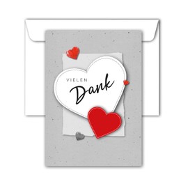 RotfuchsDesign 3 Thank You Cards with Heart Thank You Cards with Envelopes Folding Cards Set Birthday Wedding Confirmation Communion Anniversary Farewell DIN A6 Blank