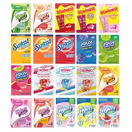SINGLES TO GO! Drink Mix Variety Pack of 20-20 Different Flavors - Delicious Variety of Flavors - Zero Sugar Powdered Drink Mix - Watertok