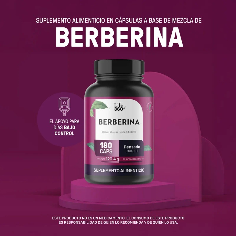 Berberina Life 360 1000 Mg 180 Cp Extracto Berberina Hcl