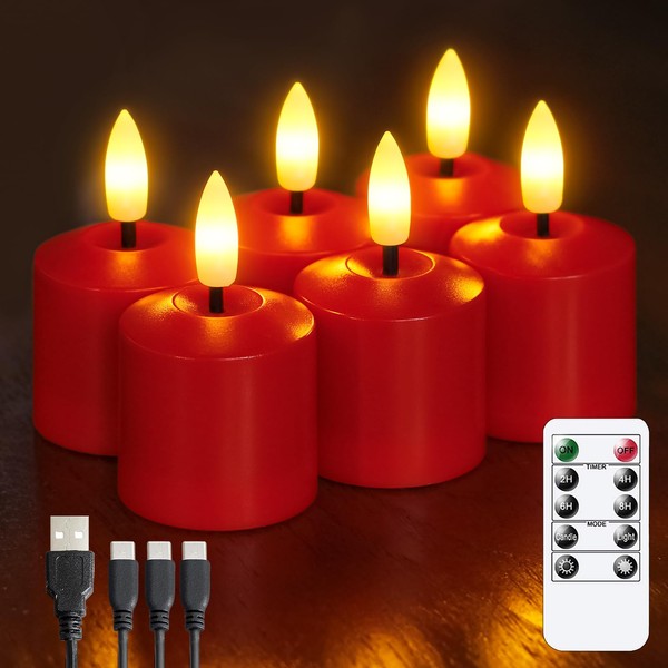 Mavandes Rechargeable Small Flameless Tea Light Candles with Remote Function,