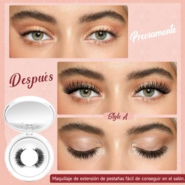 Pestañas magnéticas con aplicador, Higu clace Pestañas magnéticas sin delineador de ojos, Aspecto natural, No necesita pegamento (Kit-A4)