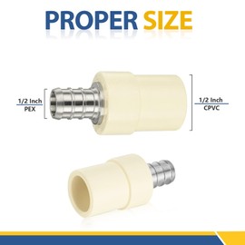 50-PACK GUOFIS CPVC Transition Coupling,1/2" Pex x 1/2" CPVC Barb Crimp Brass Coupler to Connect Cpvc/Pex Pipe