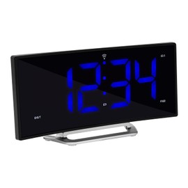 La Crosse Technology La Crosse Technology Curved Blue LED Atomic Dual Alarm Clock, 1.8 Inch (617-249)