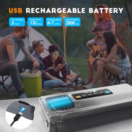 INKBIRD Rechargeable Cordless Vacuum Sealer Machine with 20Ft Bag Storage and Cutter, 5 Food Modes with Starter Kits, Portable & Airtight Vacuum Food Sealer for Camping Fishing Picnic