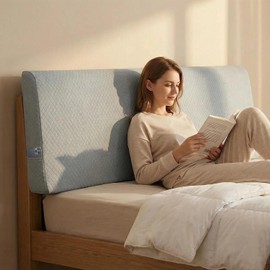 Kamellia No-Tools Headboard Pillow King Size – Instant Back Support for Bed Reading, Works with Metal/Wood Frames or No Headboard – Soft Grey Padded Cushion