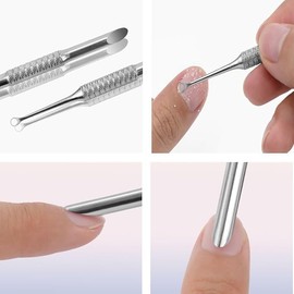 EnweiBingshi Professional Cuticle Pusher Tool - Stainless Steel Dual Head (Loop & Beveled) for Manicure & Pedicure, Gently Lifts & Removes Cuticles, Durable Nail Care Tool for Home Use (2-in-1)