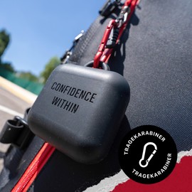 SAFEJAWZ Premium Mouthguard Case with Carabiner Hook.Unique, Durable and Flexible Silicone Design to Keep Gum Guard Protected, Safe/Clean, One Size Fits All (Black)
