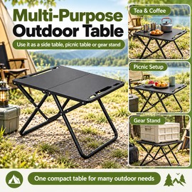 Folding Camping Table for Outdoor Adventures – Compact Metal Side Table for Picnics, Campsites and Backyard Use