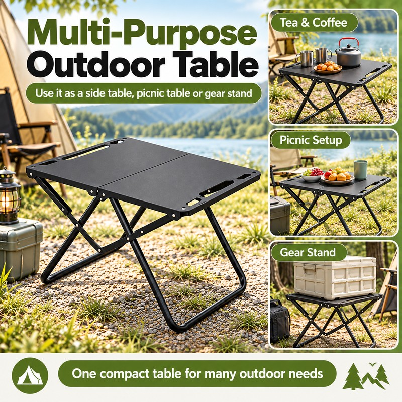 Folding Camping Table for Outdoor Adventures – Compact Metal Side