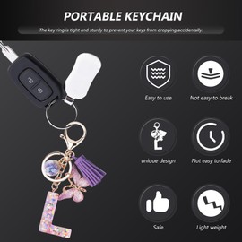 ALLOMN Letter Keyring - Alphabet Keychain L Letter Keychain with Star and Butterfly Gift Backpack Bag Charm Accessories for Women Ladies Girls Girlfriend, Purple
