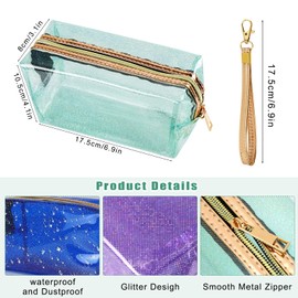 Meetory Waterproof Cosmetic Bag Portable Translucent Makeup Bag Zippered Travel Toiletry Pouch for Vacation, Bathroom, Organizing, Multi-colored, 8 pcs, Fashion