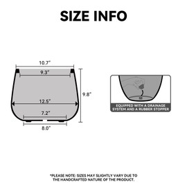 Kante 12.5" Dia Round Fluted Planter with Surface Indentations, Large Flower Pot with Drainage Hole for Indoor & Outdoor Plants, Weathered Concrete Finish with Warm Brown Interior