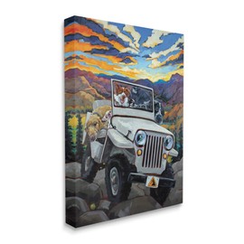 Stupell Industries Dogs Off-Roading Desert Drive Mountain Sunset, Design by CR Townsend
