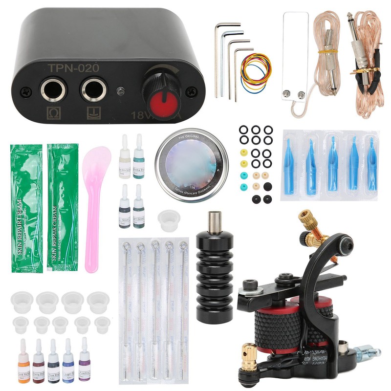 10 Wraps Tattoo Coil Machine Set Mini Tattoo Power Supply