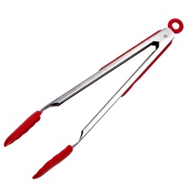 Webake Kitchen Tongs Set of 2 Silicone Tongs in Pinch Test Grade, 12 Inch Salad Tongs Cooking Tongs with Silicone Tips IP Accessories, Metal Tongs for Cooking, Grilling, BBQ and Serving - Black & Red
