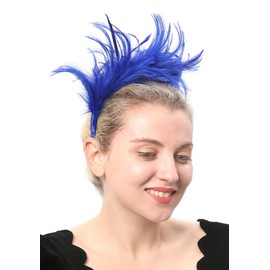 FELIZHOUSE 1920s Fascinator with Feathers Headband for Women Wedding Tea Party Headwear (Blue)