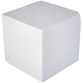 RAYHER Hobby 3000300 Polystyrene Cube, 20 x 20 x 20 cm, White, Square Shape, Ideal for Crafts and Model Making
