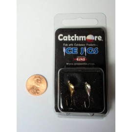 Catchmore Ice Jigs Darby Style, Metallic, TWO Packs, #8 Hook #CMIJ3-2P